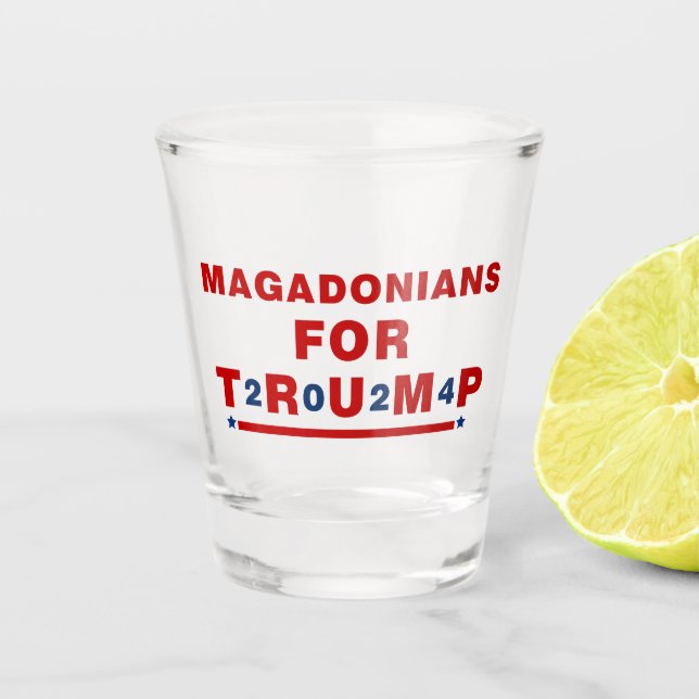 Vaso De Chupito Magadonianos Para La Estrella Azul Roja De Trump 2 (Anverso)