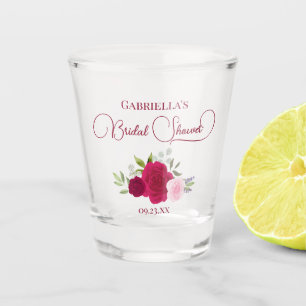 Vaso De Chupito Magenta y rosas boho elegantes para una ducha de n