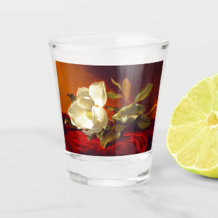 Vaso De Chupito Magnolia en Terciopelo Rojo Martin Johnson Heade