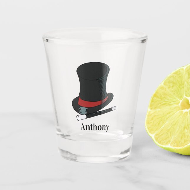 Vaso De Chupito Magos Gorra y varita mágica personalizada (Anverso)