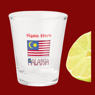 Vaso De Chupito Malaysia Bandera de Malasia Personalizada Roja