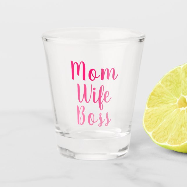 Vaso De Chupito Mamá esposa jefe gradiente personalizado rosa lind (Anverso)