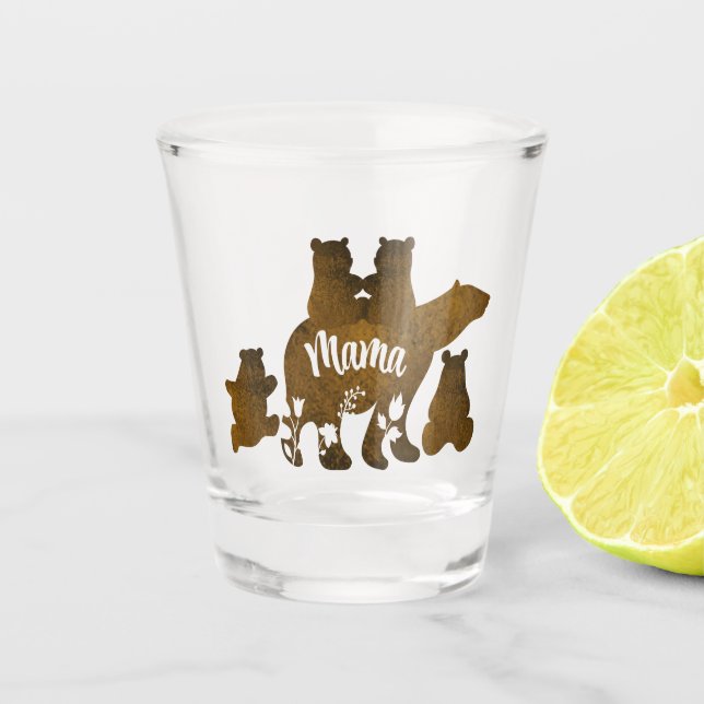Vaso De Chupito Mamá oso con 4 cubos, mamá de cuatro hijos, regalo (Anverso)