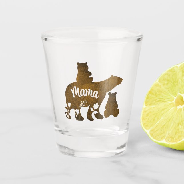 Vaso De Chupito Mamá oso con dos cachorros mamá de dos (Anverso)