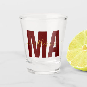 Vaso De Chupito Mamáes personalizadas Maestría en Artes Maroon y