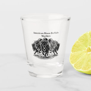 Vaso De Chupito Manada de bisontes cargando a través del agua en l