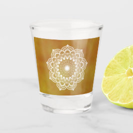 Vaso De Chupito Mandalá Blanco sobre Fondo Dorado