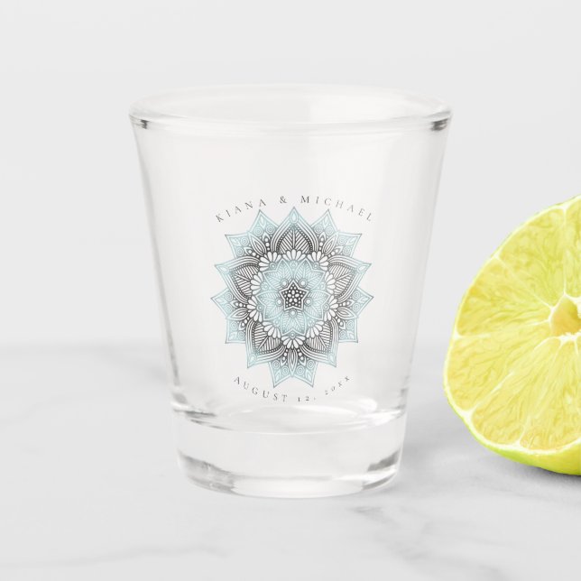 Vaso De Chupito Mandala Lace Boda Lt. Blue ID968 (Anverso)