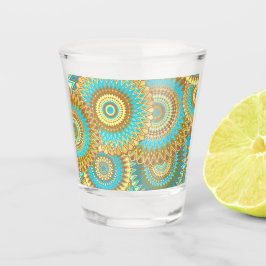 Vaso De Chupito Mándala superpuesto azul marrón dorado