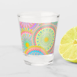 Vaso De Chupito Mándala superpuesto rosa azul amarillo menta púrpu