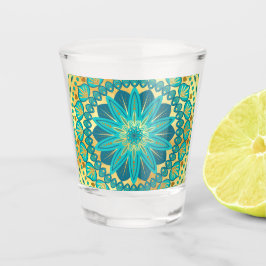 Vaso De Chupito Mandalala Flor de Oro Azul
