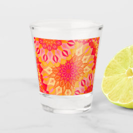 Vaso De Chupito Mandalas superpuestos naranja rosa amarillo