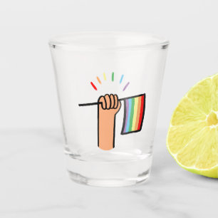Vaso De Chupito Mano dibujada ondeando una bandera arco iris