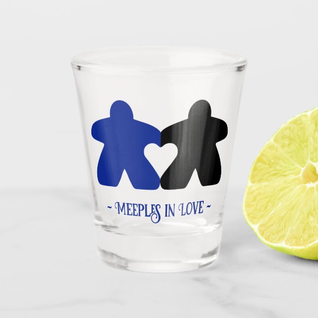 Vaso De Chupito Manzanas de amor, vidrio caliente azul y negro (Anverso)