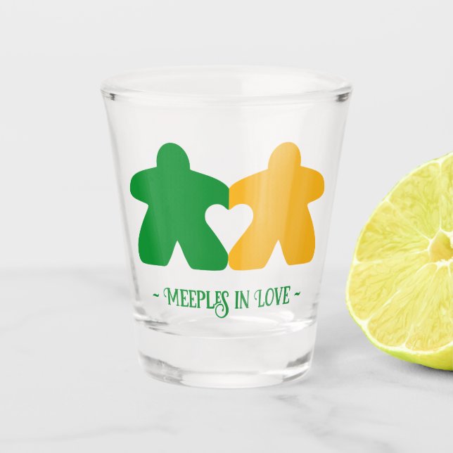 Vaso De Chupito Manzanas de amor, vidrio caliente verde y amarillo (Anverso)