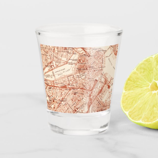 Vaso De Chupito Mapa Antiguo de Boston (Anverso)
