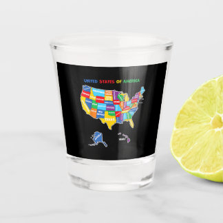 Vaso De Chupito Mapa colorido de los Estados Unidos de América con