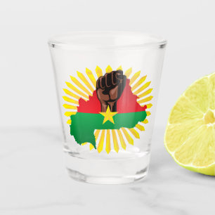 Vaso De Chupito Mapa de Burkina, bandera y puño de la revolución