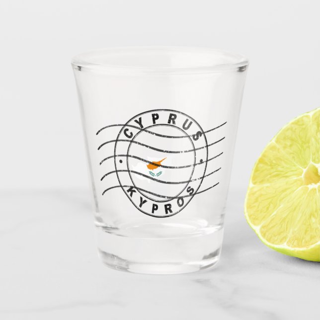 Vaso De Chupito Mapa de Chipre, sello postal de pasaporte, (Anverso)