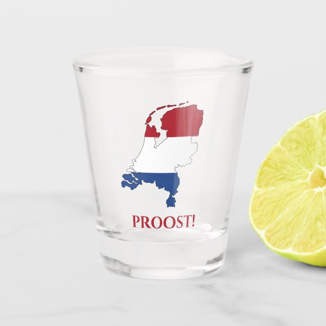Vaso De Chupito Mapa de la bandera de los Países Bajos que alienta (Anverso)
