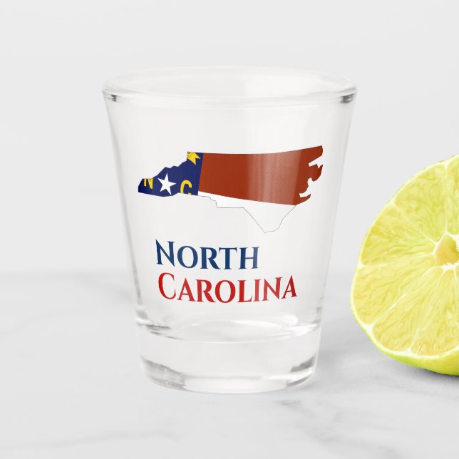 Vaso De Chupito Mapa de la bandera del estado de Carolina del Nort (Anverso)