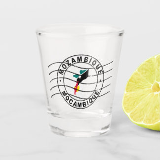 Vaso De Chupito Mapa de Mozambique, sello postal de pasaporte, Via