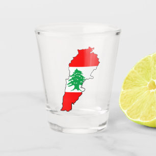 Vaso De Chupito Mapa del Líbano con bandera