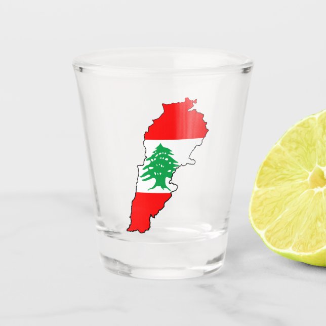 Vaso De Chupito Mapa del Líbano con bandera (Anverso)