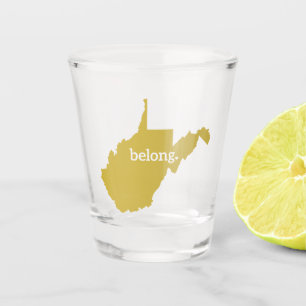 Vaso De Chupito Mapa estatal de Heart West Virginia Belong