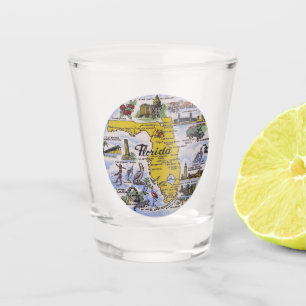 Vaso De Chupito Mapa turístico retro de Florida vintage