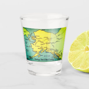 Vaso De Chupito Mapa vintage de Alaska - Estrecho de Bering, Nome,