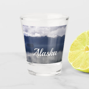 Vaso De Chupito Mar de Alaska brumoso en tonos azules
