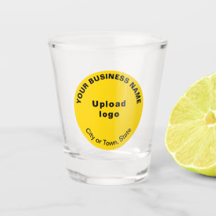 Vaso De Chupito Marca comercial redonda amarilla en vidrio calient