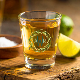 Vaso De Chupito Marco de Verdor Acuarela Monograma ID667