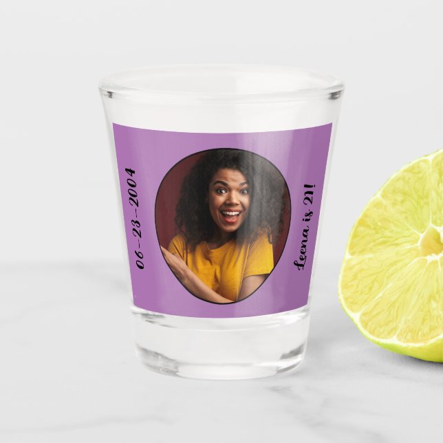 Vaso De Chupito Marco fotográfico de cumpleaños 21 (Anverso)
