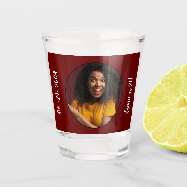 Vaso De Chupito Marco fotográfico de cumpleaños 21 (Anverso)