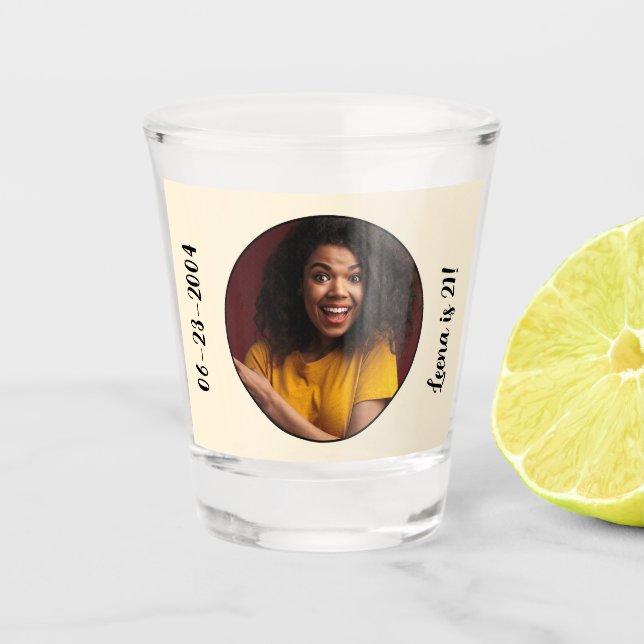 Vaso De Chupito Marco fotográfico de cumpleaños 21 (Anverso)