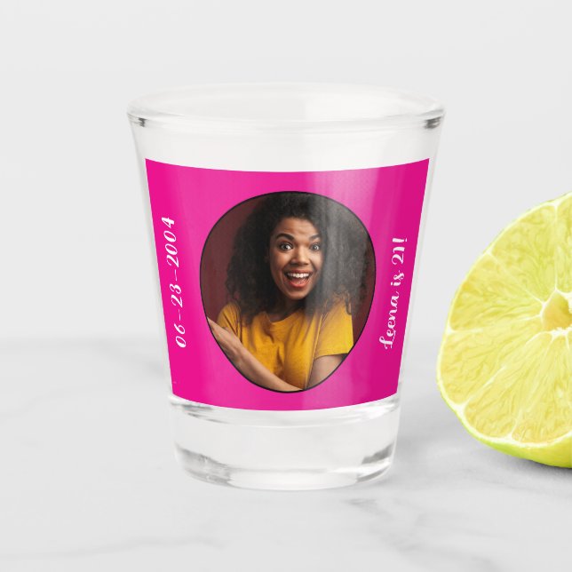 Vaso De Chupito Marco fotográfico de cumpleaños 21 (Anverso)