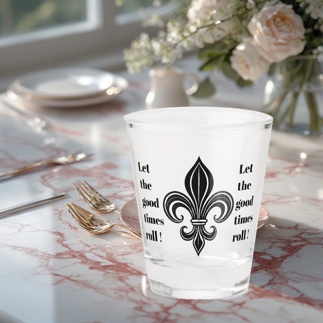Vaso De Chupito Mardi Gras Fleur-de-lis Let The Good Times Roll  (Mardi Gras Fleur-de-lis Let The Good Times Roll Shot Glass)