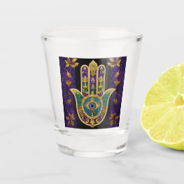Vaso De Chupito Mardi Gras Gold Purple Green Hamsas Art