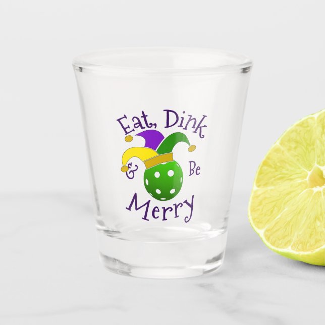 Vaso De Chupito Mardi Gras Pickleball Come Dink Be Merry (Anverso)