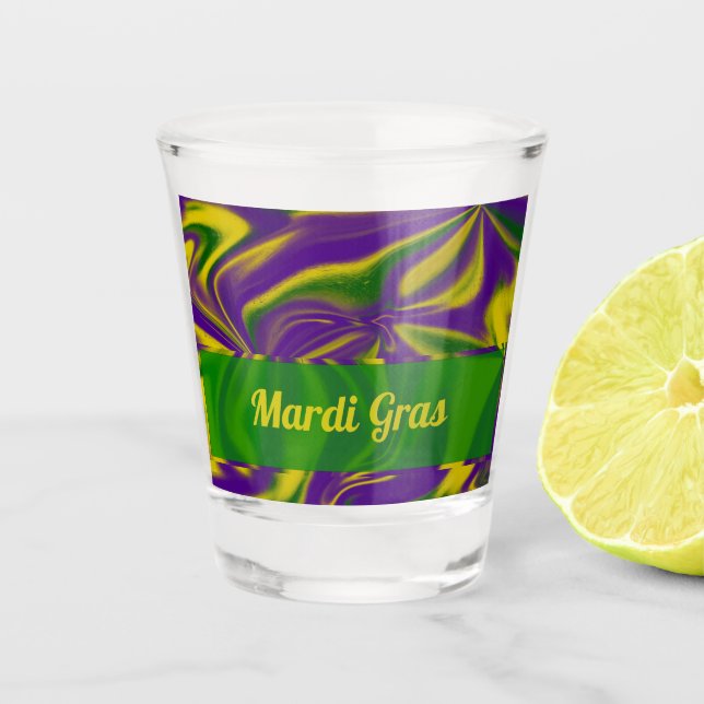 Vaso De Chupito Mardi Gras Swirls (Anverso)