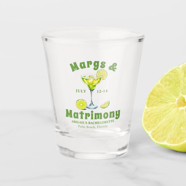 Vaso De Chupito Margs & Matrimony cóctel lime bachelorette verde (Anverso)