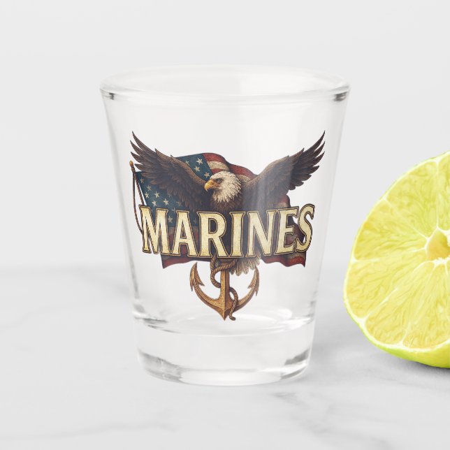 Vaso De Chupito Marine Corps Veteran Logo Emblem (Anverso)