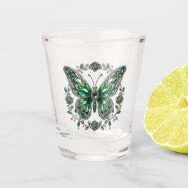 Vaso De Chupito Mariposa de Cristal Verde | Marco Floral