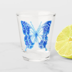 Vaso De Chupito Mariposa digital azul, fondo personalizar