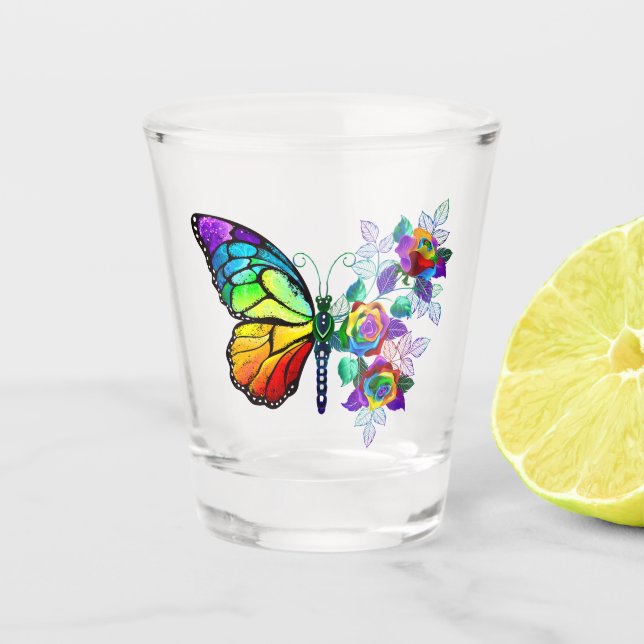 Vaso De Chupito Mariposa florida arcoiris (Anverso)
