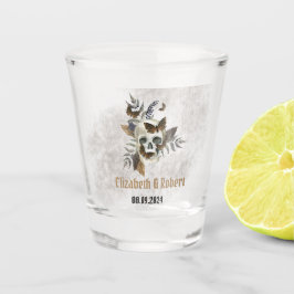 Vaso De Chupito Mariposas de cráneo floral gótica dejan Boda