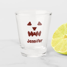 Vaso De Chupito Marrón Halloween cara temible otoño añadir nombre