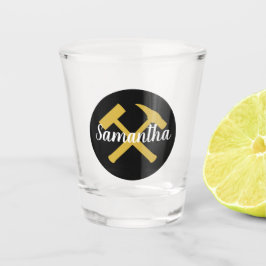 Vaso De Chupito Martillo de rock y nombre personalizado del geólog